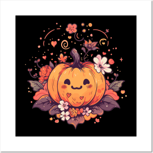 Kawaii Pumpkin Anime Cottagecore Men Kids Women Halloween Posters and Art